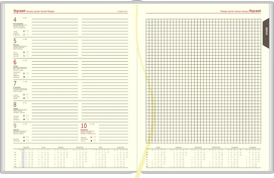 Kalendarze książkowe A4 tygodniowe notes